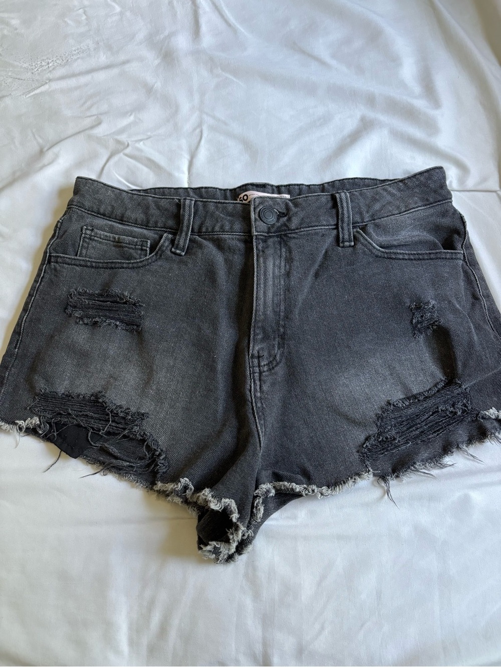 SO Black Distressed High-Rise Denim Shorts